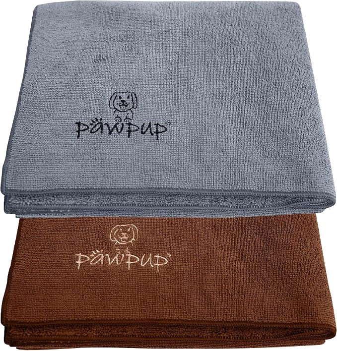Dog Towels for Drying Dogs Super Absorbent Microfiber Pet Grooming Towel for Dogs, Cats and Other Pets (40 x 24 Inches, Brown and Grey)
