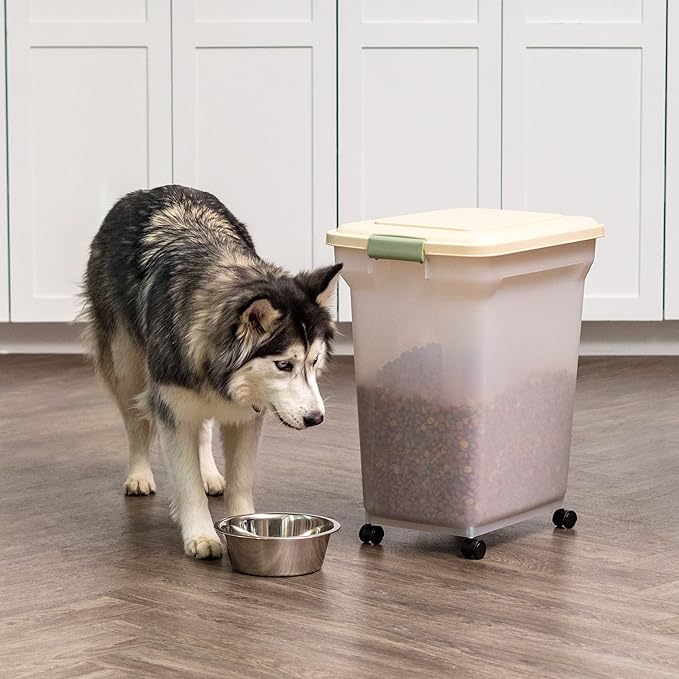 IRIS USA Dog Food Storage Container, Up to 40 lbs, Almond