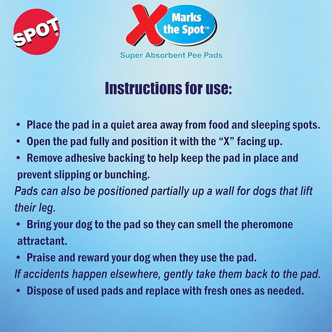 SPOT X Marks The Spot Puppy Training Pads – Extra Absorbent, Leak-Proof Dog Pee Pads with Adhesive Strips and Pheromones, Odor Control, 5-Layer Protection, 22 x 22 in, 100-Count
