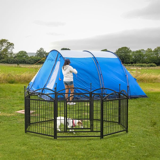 Dog Playpen Indoor Outdoor 24 Inch, 8 Panels Metal Puppy Exercise Pen with Door, Heavy Duty Foldable Dog Fence for Small Medium Dogs, Cats, Rabbits & Pets