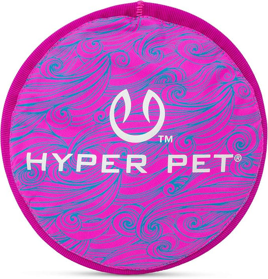 Hyper Pet Flippy Flopper Flying Disc Soft Dog Toy, 9 Inches, Purple Swirl | Safe on teeth, stays on the water surface for pool and lake fetch games, keeps active pups leaping and chasing every day