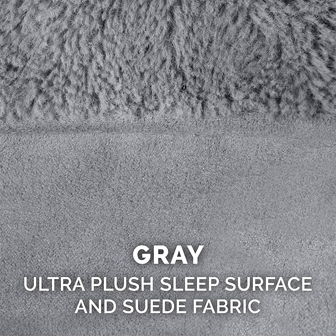 Furhaven Memory Foam Dog Bed for Large/Medium Dogs w/ Removable Bolsters & Washable Cover, For Dogs Up to 55 lbs - Plush & Suede Sofa - Gray, Large