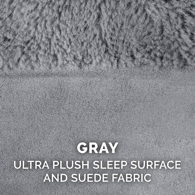 Furhaven Memory Foam Dog Bed for Large Dogs w/ Removable Bolsters & Washable Cover, For Dogs Up to 125 lbs - Plush & Suede Sofa - Gray, Jumbo Plus/XXL