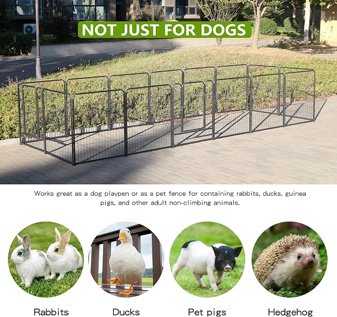 Dog Playpen,24/32/40 Inch Height in Heavy Duty,Folding Indoor Outdoor Dog Exercise Fence, Portable Pet Playpen with Door for Large Medium Dogs - Silver Gray (24 Panels, 32 inch)