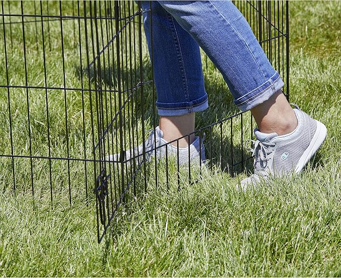 MidWest Homes for Pets 30-Inch Exercise Pen, for Indoor and Outdoor Use, 16 Sq Feet of Play, Single Door Folding Dog Pen, with Large Door Opening & Secure Latch, Easy to Set Up, Foldable Dog Playpen