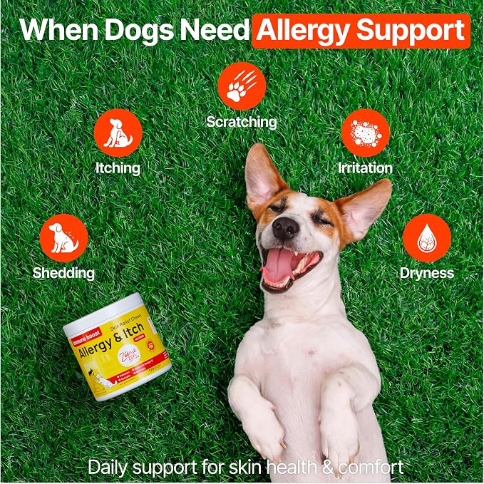 Dog Allergy Chews – Dog Allergy Relief, Itch Relief for Dogs – Anti Itch, Allergies & Immune Chews for Dogs with Omega 3 Fish Oil, Colostrum & Probiotics – 340 Count, Made in USA