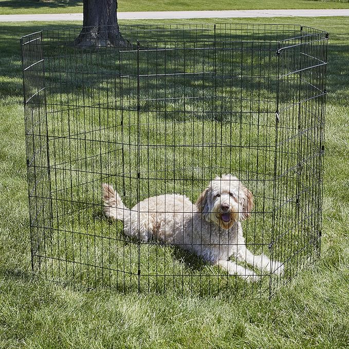 New World by MidWest Homes for Pets 48-Inch Exercise Pen, for Indoor and Outdoor use, 16 Sq Feet of Play, Folding Dog Pen, No Door Design for Maximum Security, Easy to Set Up, Foldable Pet Playpen